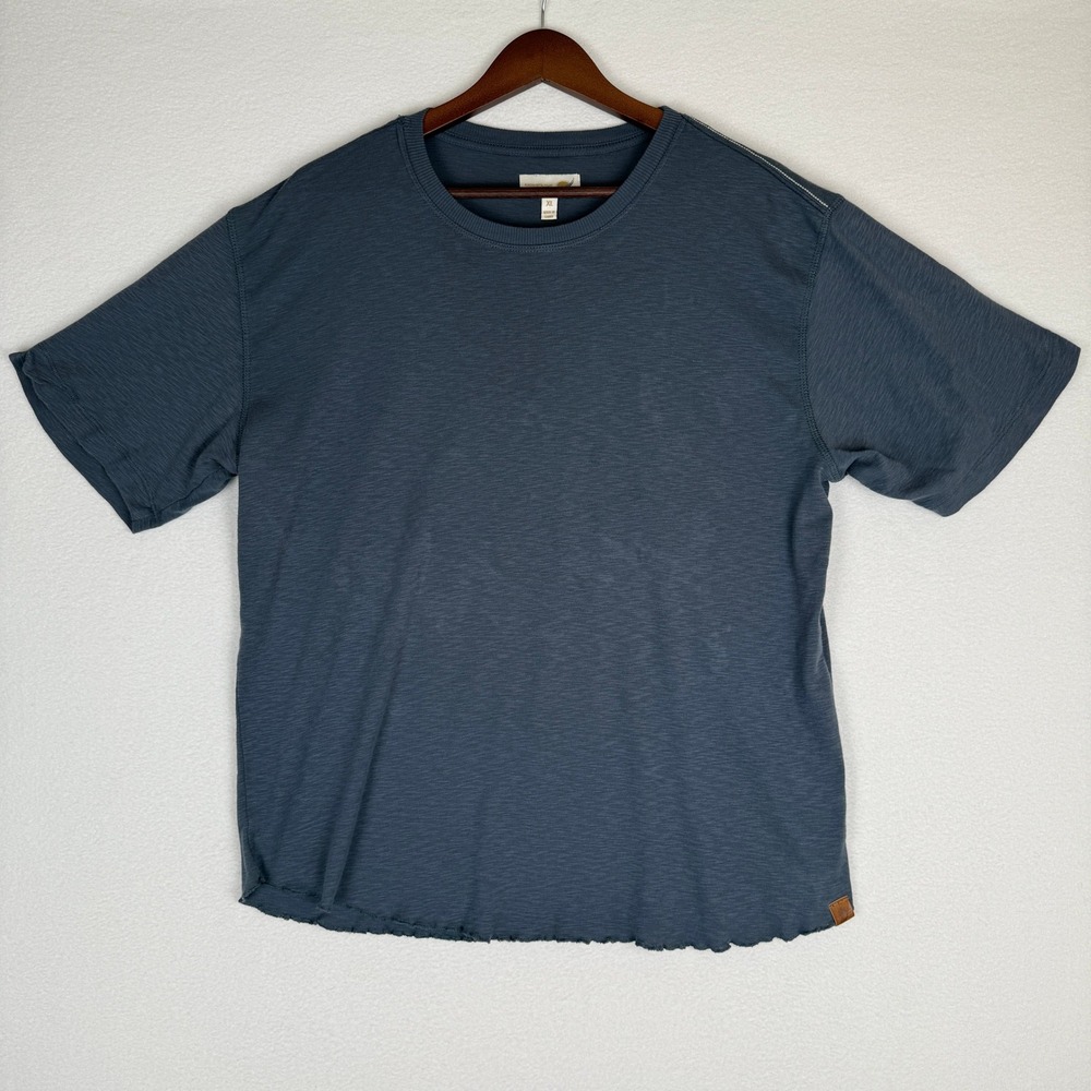 Fundamental Coast T-Shirt Mens XL Blue Scalloped Hemline Crew‎ Neck Short Sleeve